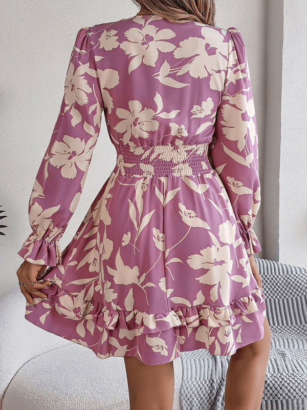 A-lijn Jurk met V-hals en Bloemenprint - Mini Dresses - Jurkjes.co