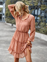 A-lijn Jurk met V-hals en Geometrisch Patroon - Mini Dresses - Jurkjes.co