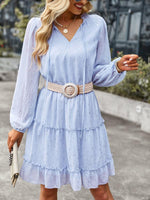 A-lijn Jurk met V-hals en Geometrisch Patroon - Mini Dresses - Jurkjes.co