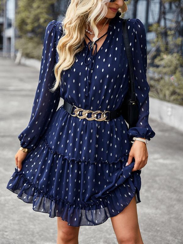 A-lijn Jurk met V-hals en Geometrisch Patroon - Mini Dresses - Jurkjes.co
