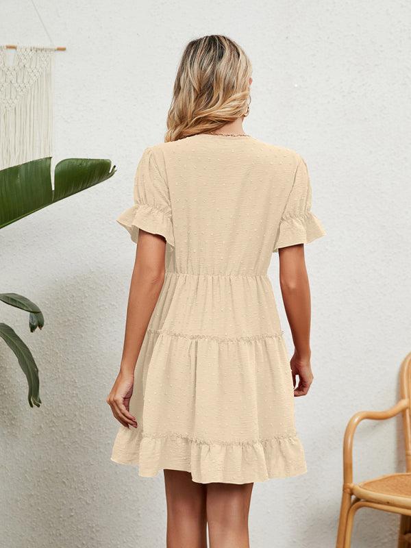 A-lijn Jurk met V-hals en Kanten Details - Midi Dresses - Jurkjes.co