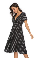 A-lijn Jurk met V-hals en Polkadots - Midi Dresses - Jurkjes.co