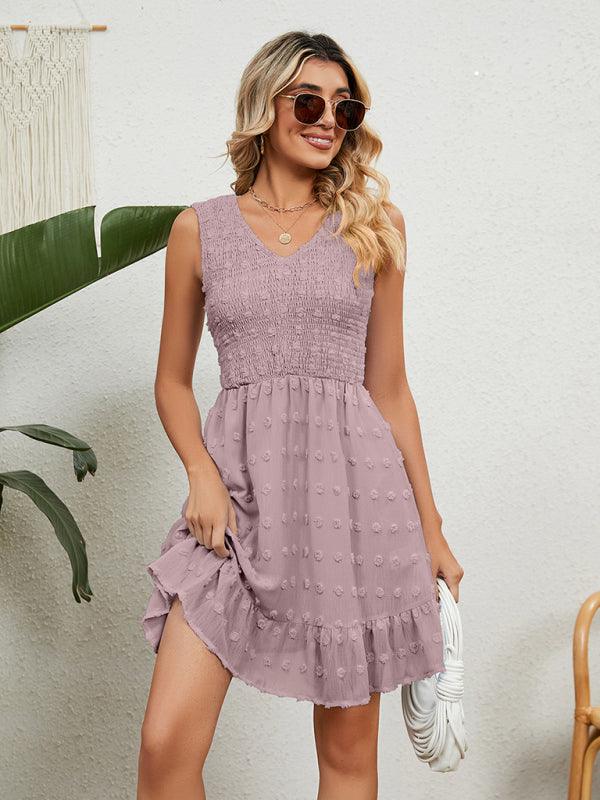 A-lijn Jurk met V-hals en Rimpelzoom - Mini Dresses - Jurkjes.co