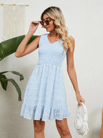 A-lijn Jurk met V-hals en Rimpelzoom - Mini Dresses - Jurkjes.co