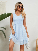 A-lijn Jurk met V-hals en Rimpelzoom - Mini Dresses - Jurkjes.co