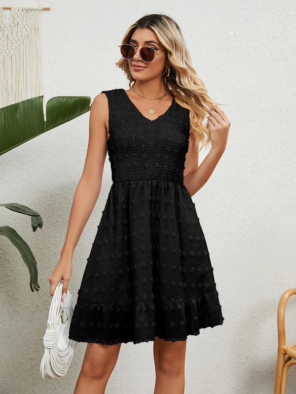 A-lijn Jurk met V-hals en Rimpelzoom - Mini Dresses - Jurkjes.co