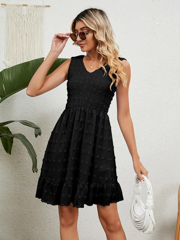 A-lijn Jurk met V-hals en Rimpelzoom - Mini Dresses - Jurkjes.co