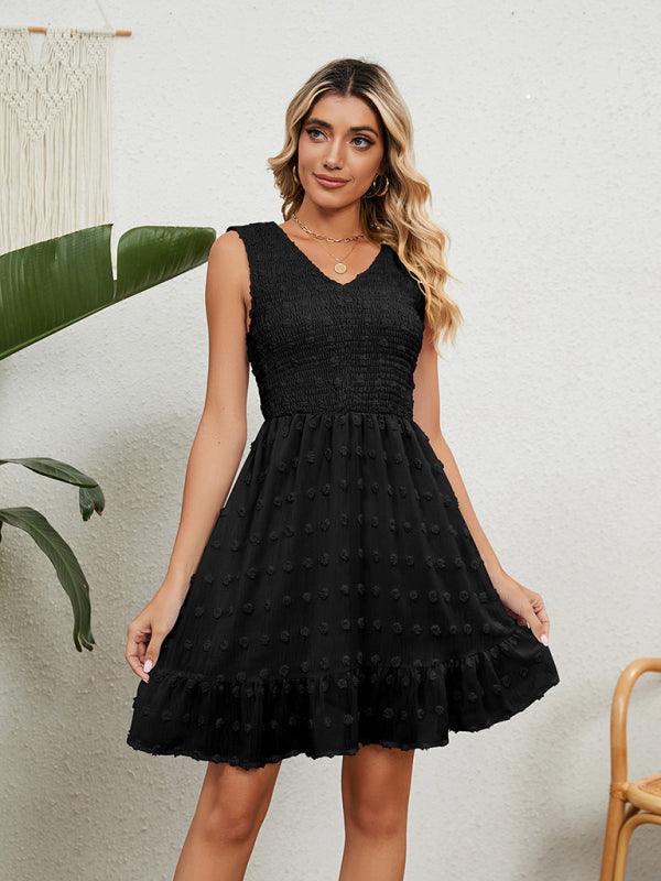 A-lijn Jurk met V-hals en Rimpelzoom - Mini Dresses - Jurkjes.co
