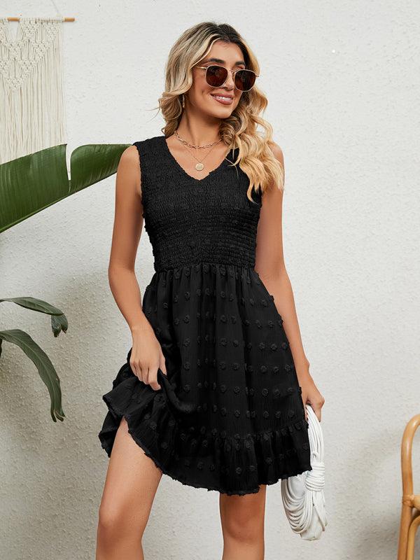 A-lijn Jurk met V-hals en Rimpelzoom - Mini Dresses - Jurkjes.co