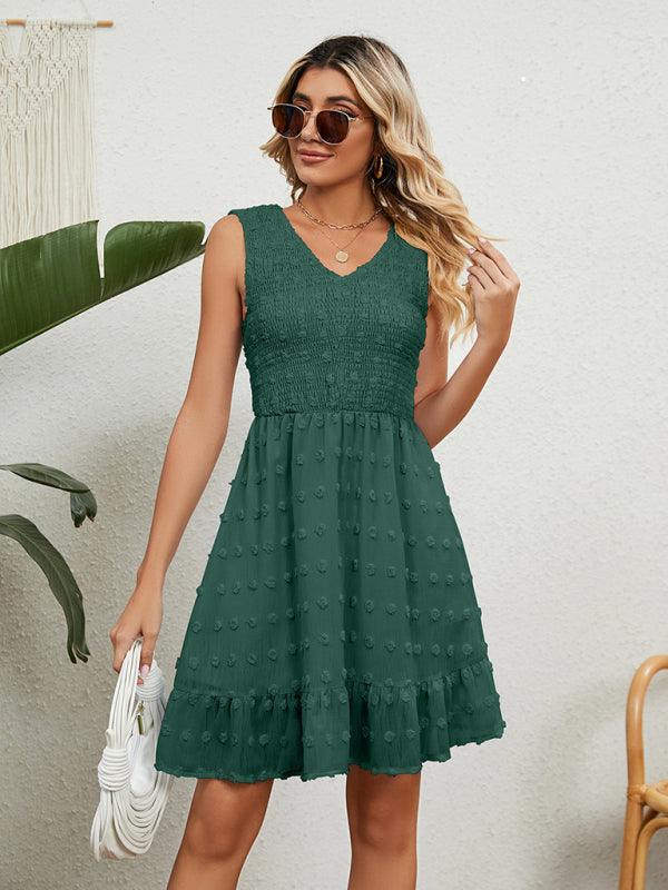 A-lijn Jurk met V-hals en Rimpelzoom - Mini Dresses - Jurkjes.co
