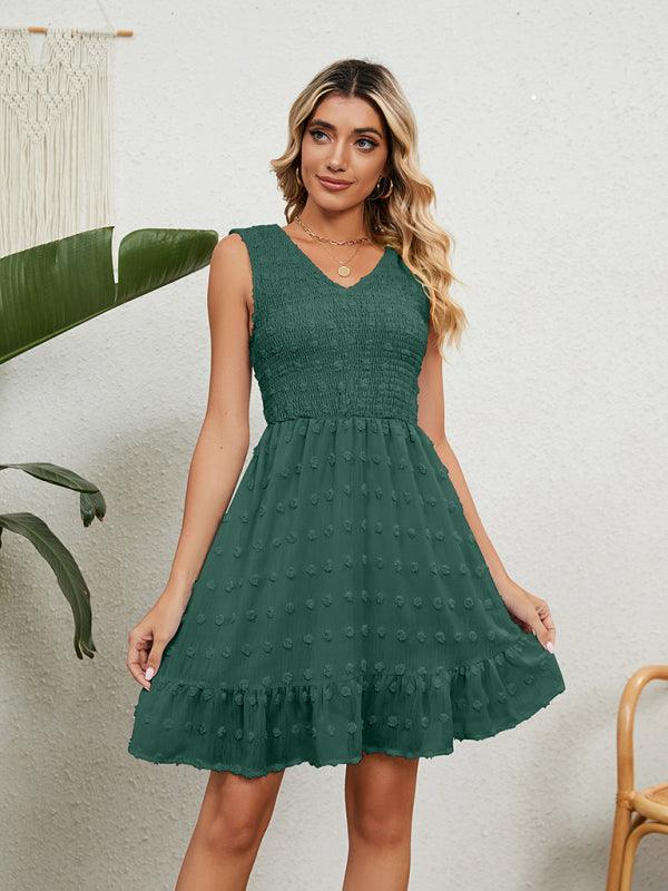A-lijn Jurk met V-hals en Rimpelzoom - Mini Dresses - Jurkjes.co