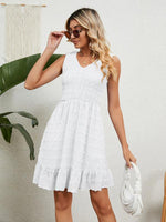 A-lijn Jurk met V-hals en Rimpelzoom - Mini Dresses - Jurkjes.co