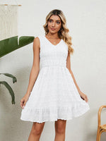 A-lijn Jurk met V-hals en Rimpelzoom - Mini Dresses - Jurkjes.co