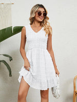 A-lijn Jurk met V-hals en Rimpelzoom - Mini Dresses - Jurkjes.co