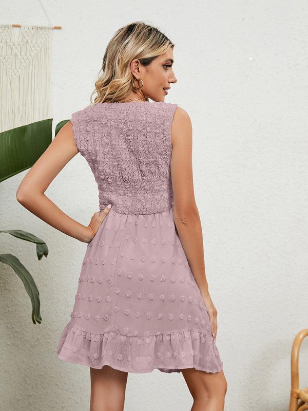 A-lijn Jurk met V-hals en Rimpelzoom - Mini Dresses - Jurkjes.co