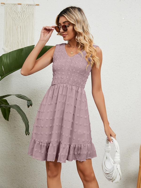 A-lijn Jurk met V-hals en Rimpelzoom - Mini Dresses - Jurkjes.co