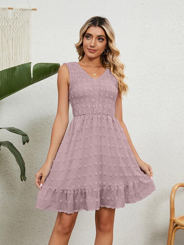 A-lijn Jurk met V-hals en Rimpelzoom - Mini Dresses - Jurkjes.co