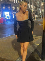 A-lijn Jurk met Vierkante Hals en Plooien - Mini Dresses - Jurkjes.co