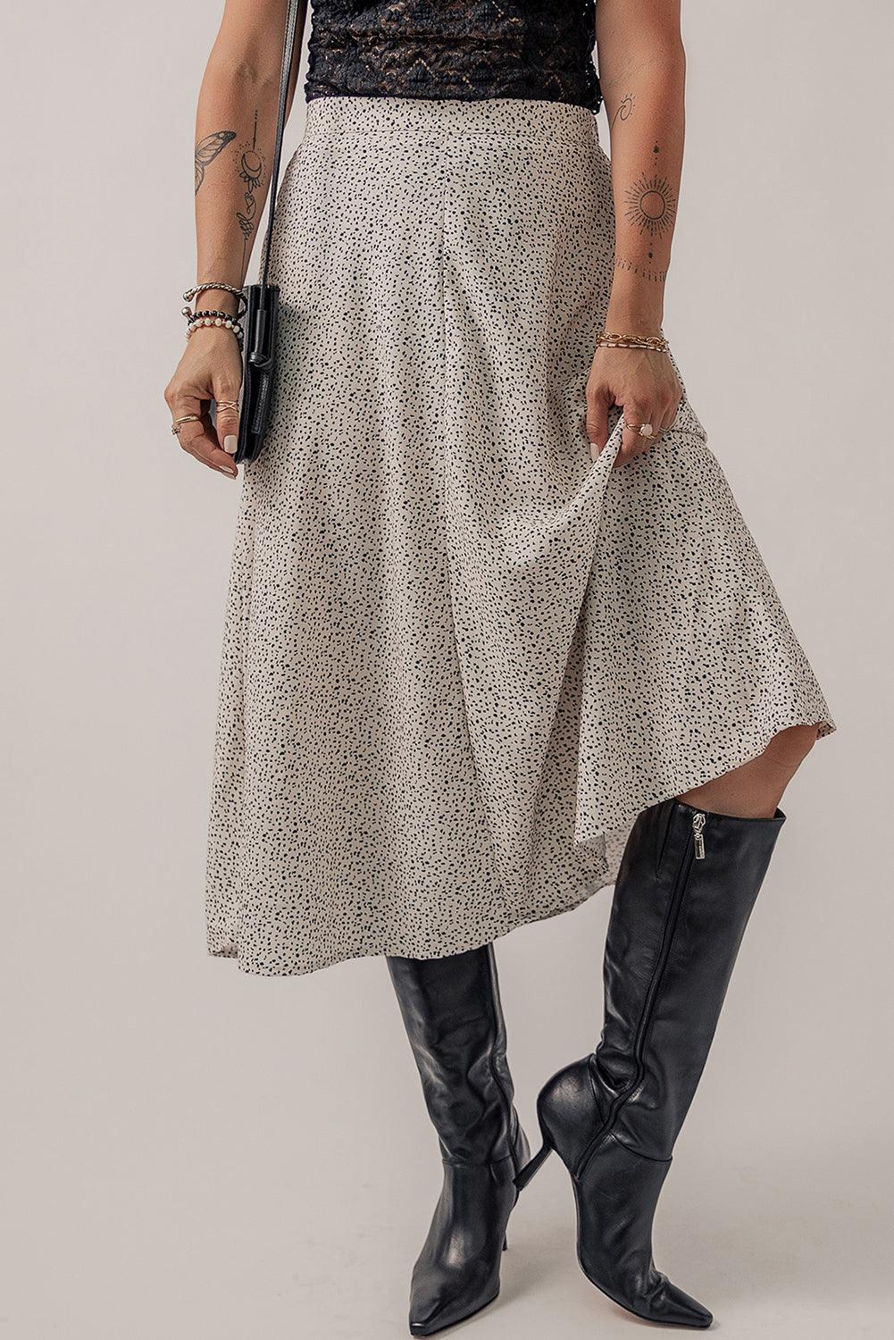 Abstracte A-lijn Midi Rok met Hoge Taille - Skirts & Petticoat - Jurkjes.co
