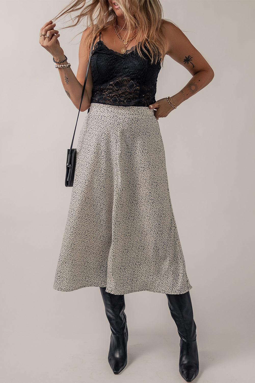 Abstracte A-lijn Midi Rok met Hoge Taille - Skirts & Petticoat - Jurkjes.co