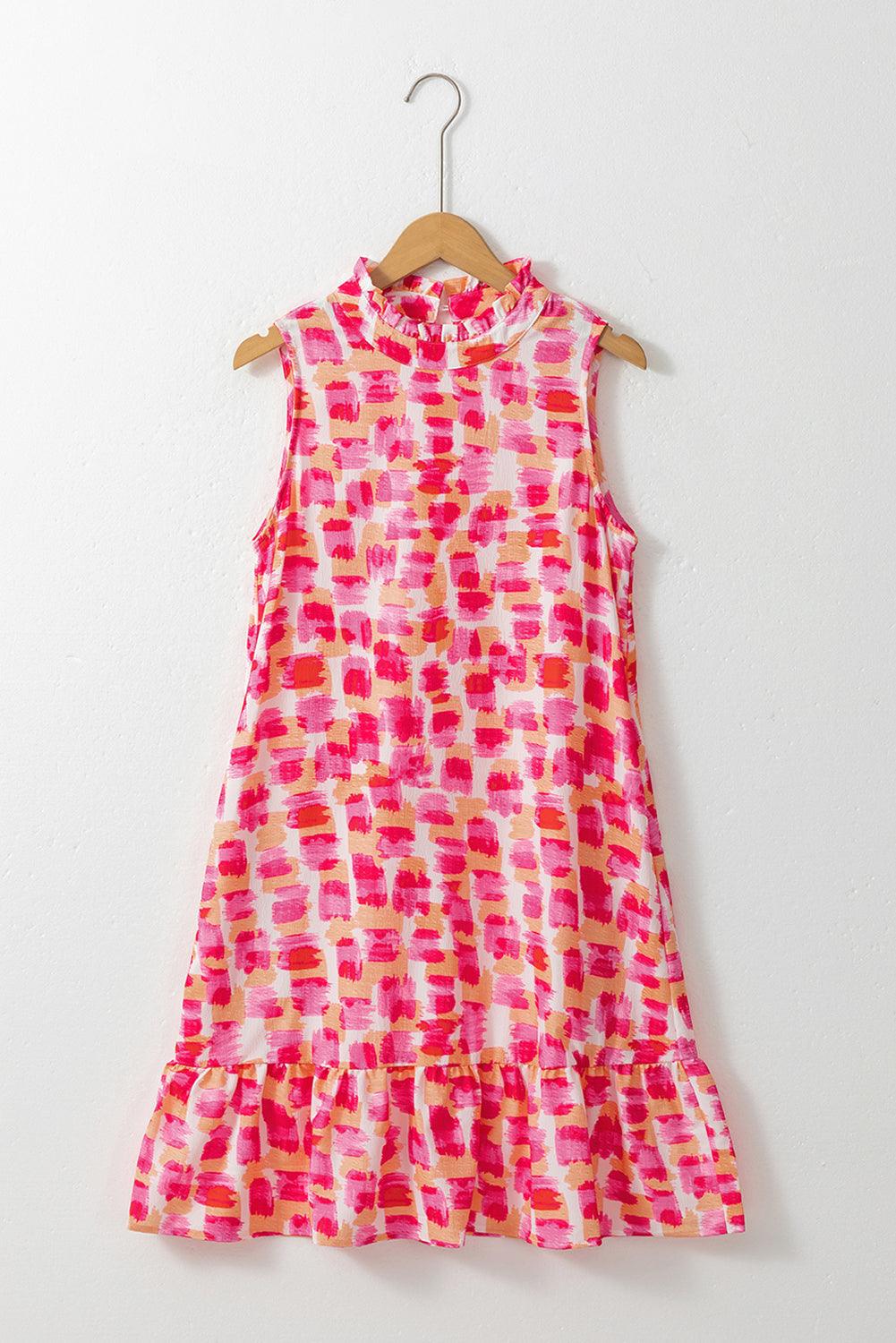 Abstracte Print Franje Hals Mouwloze Mini Jurk - Mini Dresses - Jurkjes.co