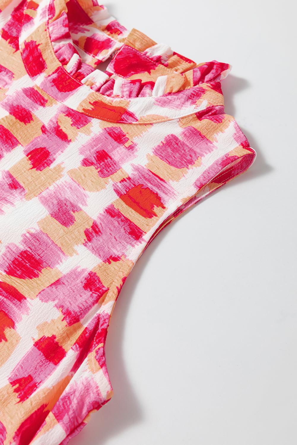 Abstracte Print Franje Hals Mouwloze Mini Jurk - Mini Dresses - Jurkjes.co