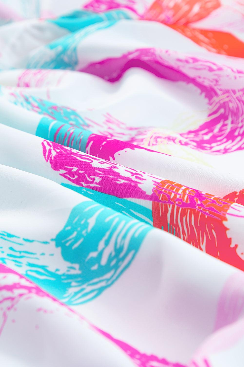 Abstracte Print Mini Jurk met Geknoopte Bandjes - Mini Dresses - Jurkjes.co