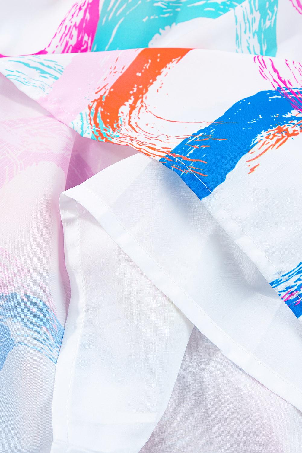Abstracte Print Mini Jurk met Geknoopte Bandjes - Mini Dresses - Jurkjes.co