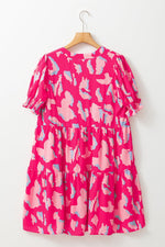 Abstracte Print Puff Mouw Mini Jurk - Mini Dresses - Jurkjes.co