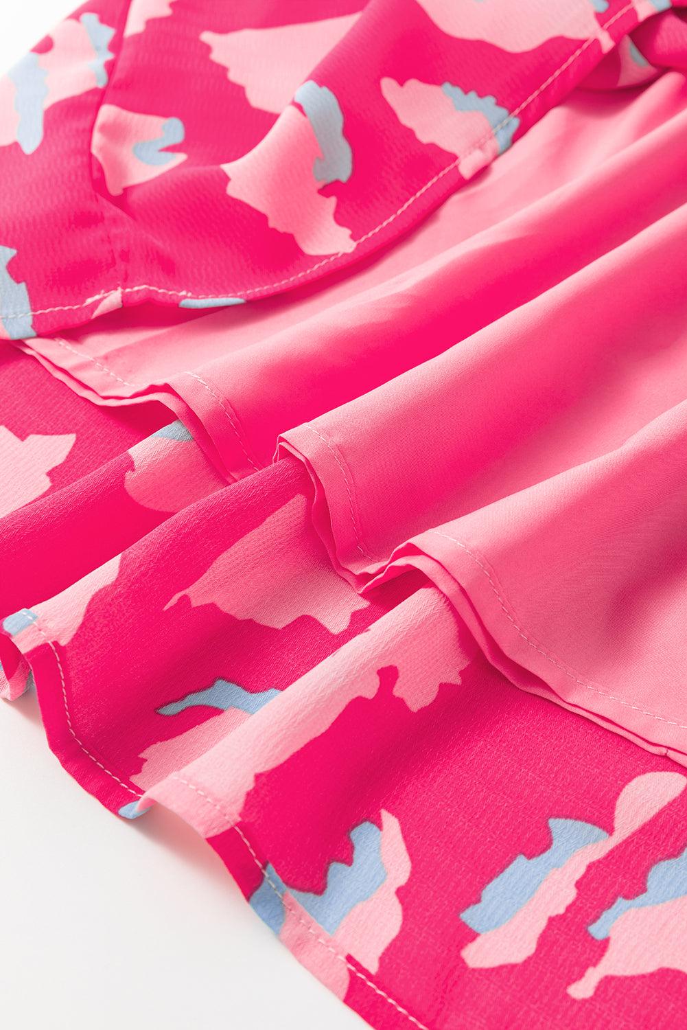Abstracte Print Puff Mouw Mini Jurk - Mini Dresses - Jurkjes.co