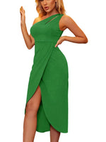 Asymmetrische Jurk met Open Schouder - Midi Dresses - Jurkjes.co