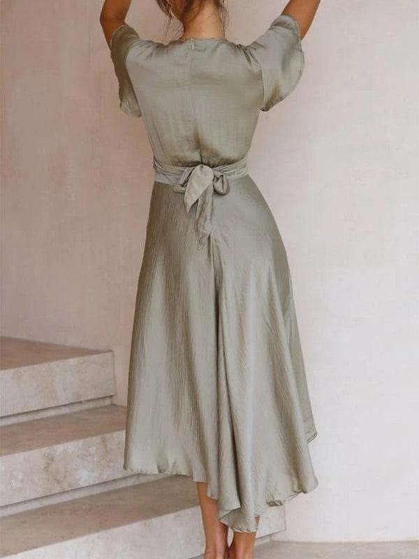 Asymmetrische Midi Jurk met V-hals - Midi Dresses - Jurkjes.co