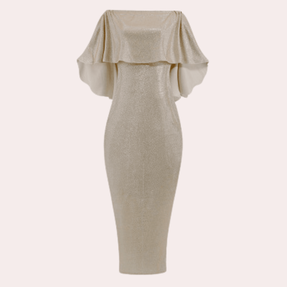 Avondjurk met Glanzende Ruches - CB - Dresses - Jurkjes.co