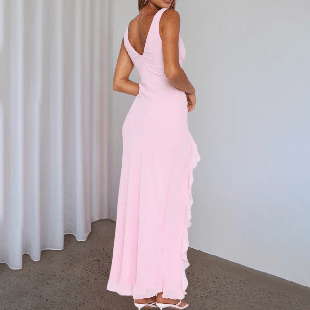 Avondjurk met Ruches en Split - CB - Dresses - Jurkjes.co