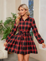 Babydoll Jurk met Ruitpatroon en V-hals - Group8 - Jurkjes.co