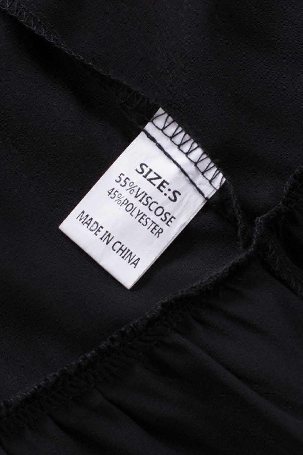 Black Boho Solid Shirred Ruffle Mini Dress - Mini Dresses - Jurkjes.co