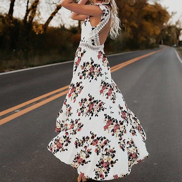 Bloemenjurk met Elegant Silhouet - Women Summer Dress - Jurkjes.co