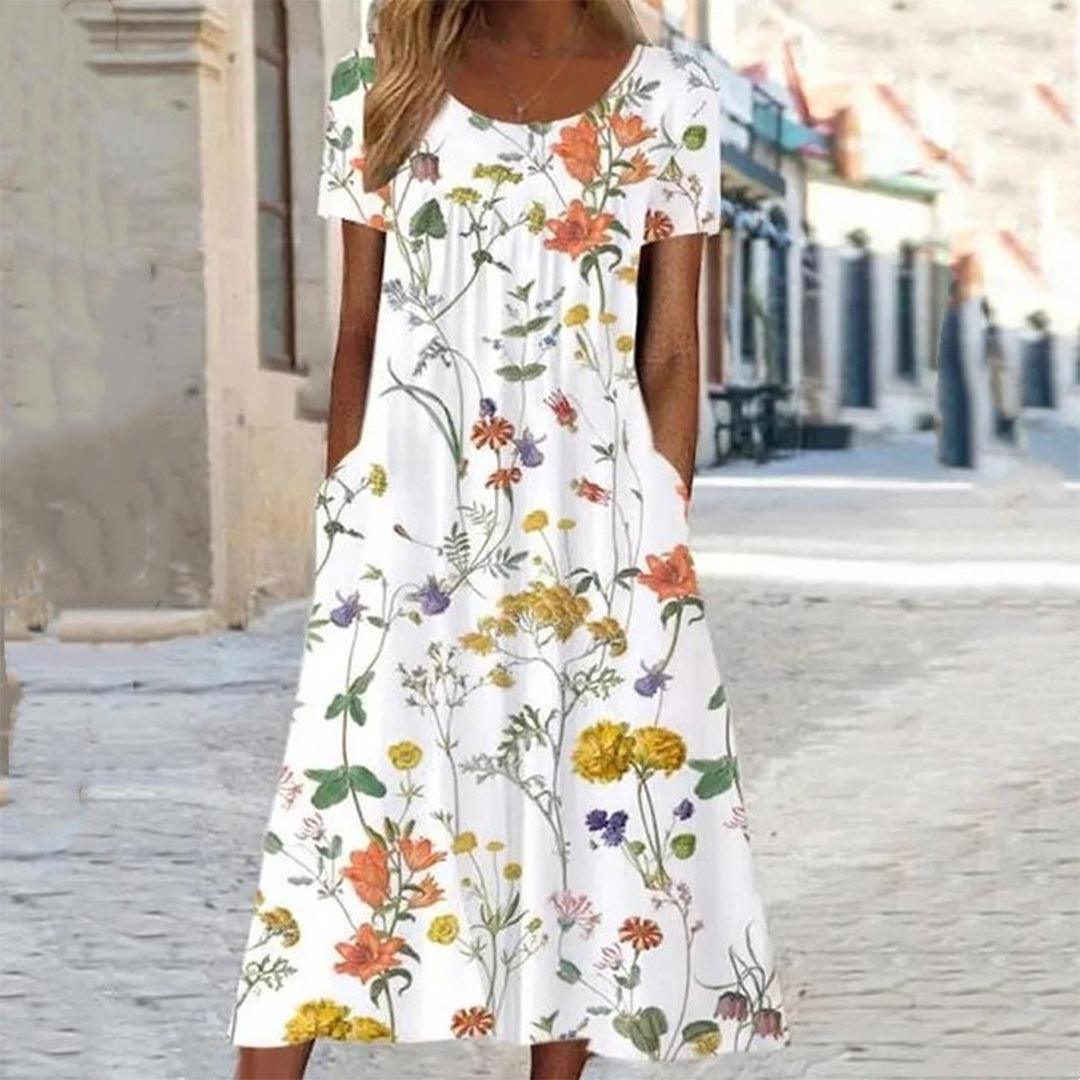 Bloemenjurk met Flatterende Pasvorm - Dresses - Jurkjes.co