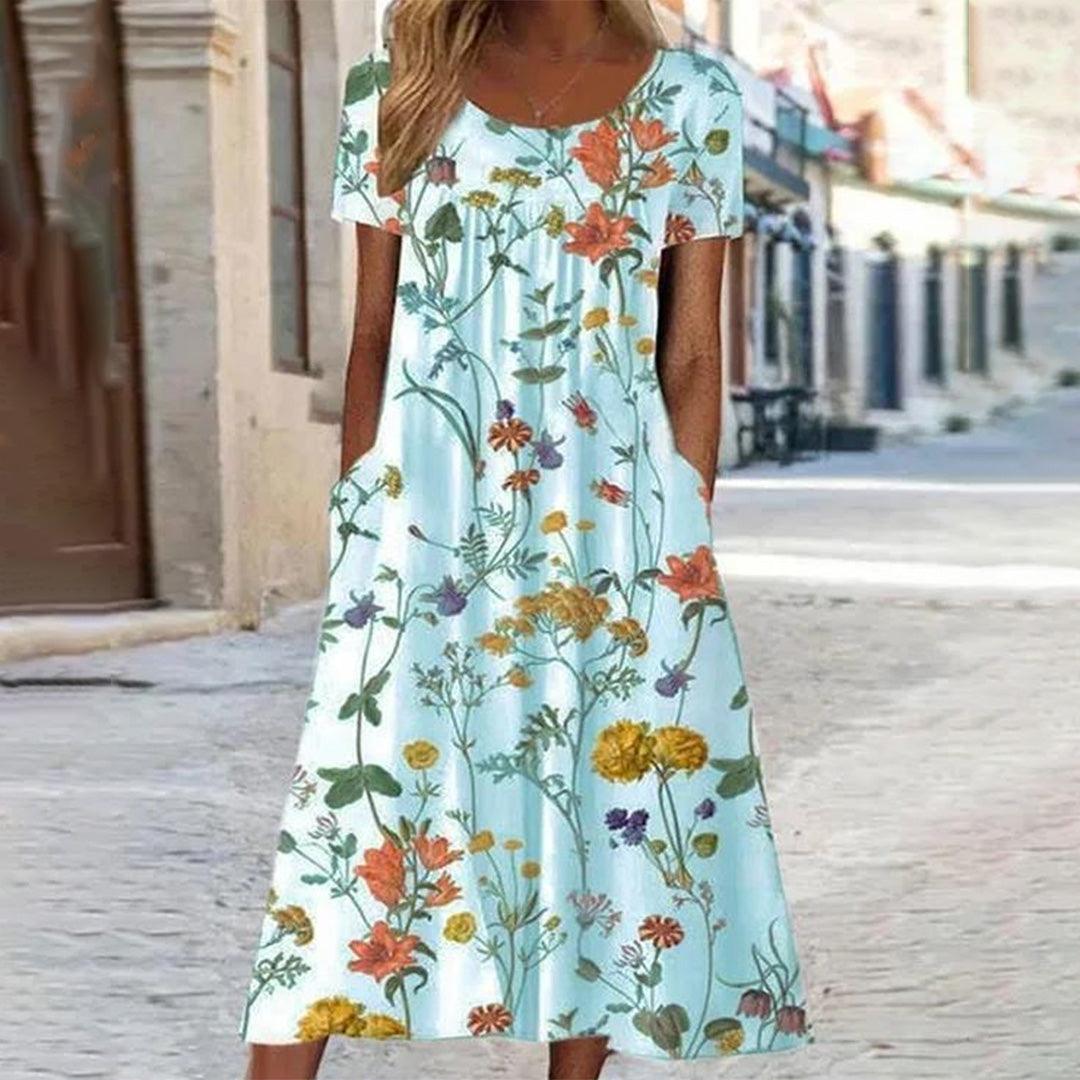 Bloemenjurk met Flatterende Pasvorm - Dresses - Jurkjes.co