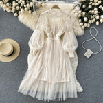 Bloemenjurk met Kant en Lantaarnmouwen - CB - Dresses - Jurkjes.co