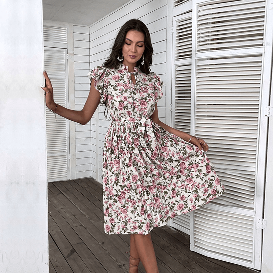 Bloemenjurk met Rozenpatroon - Women Summer Dress - Jurkjes.co