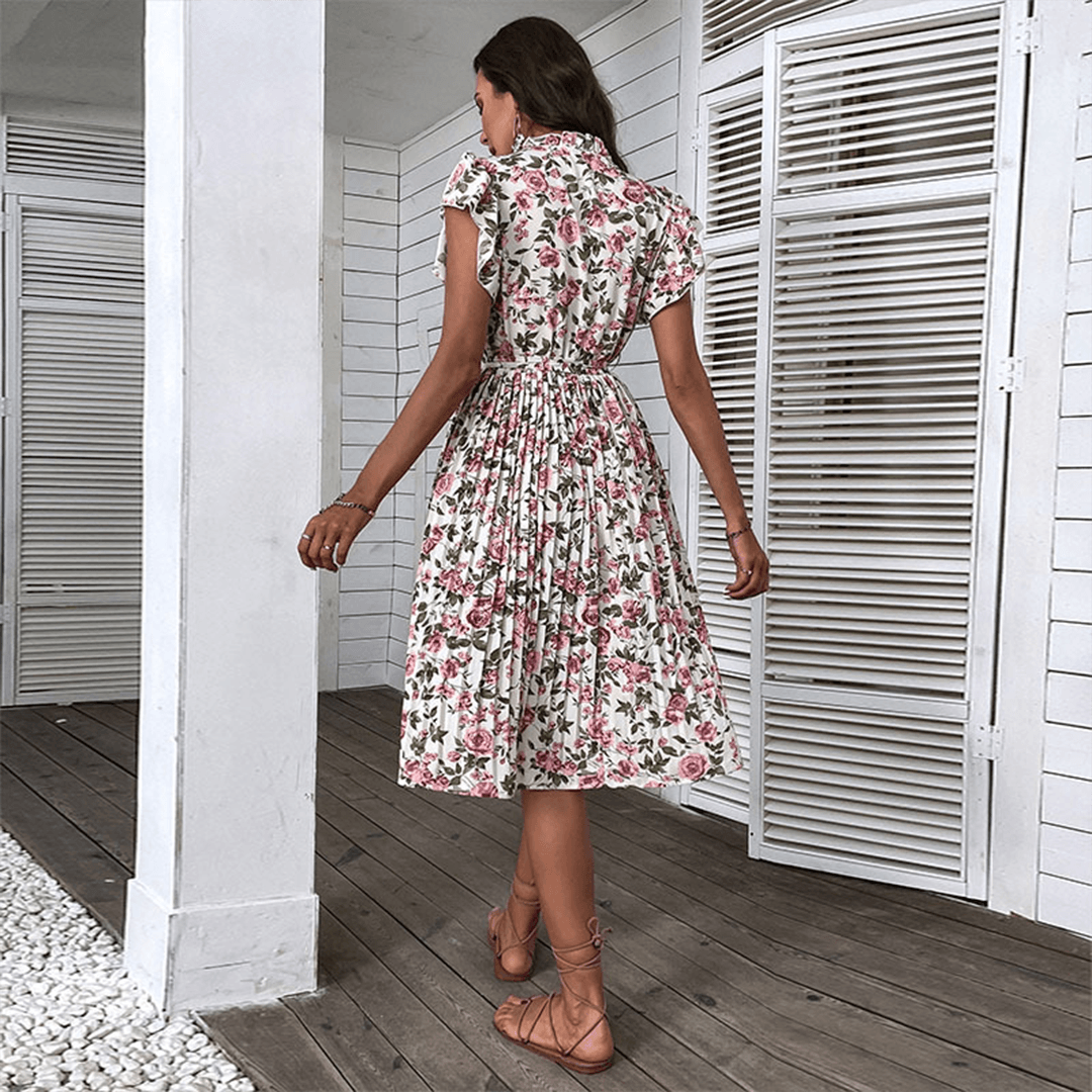 Bloemenjurk met Rozenpatroon - Women Summer Dress - Jurkjes.co