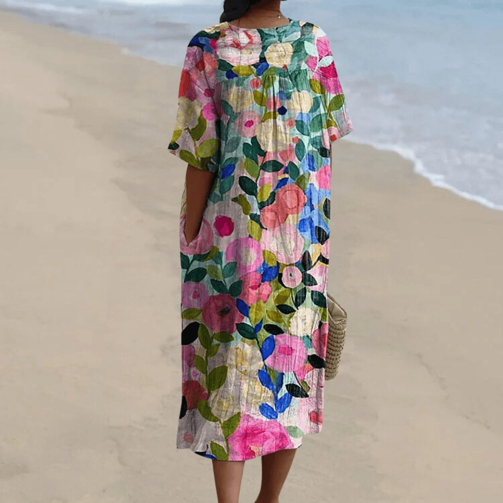 Bloemenjurk met Zwierige Pasvorm - CB - Dresses - Jurkjes.co