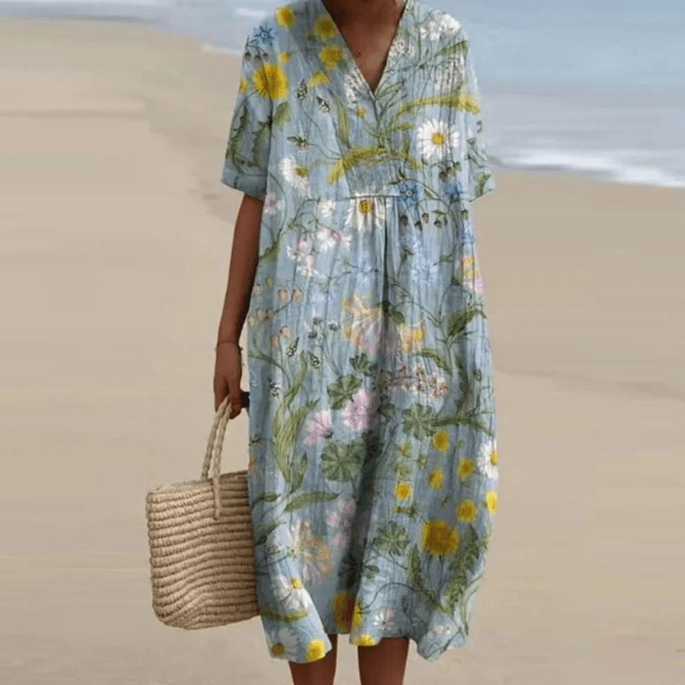 Bloemenjurk met Zwierige Pasvorm - CB - Dresses - Jurkjes.co