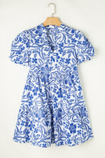 Bloemenprint Jurk met Pofmouwen en Lagen - Mini Dresses - Jurkjes.co