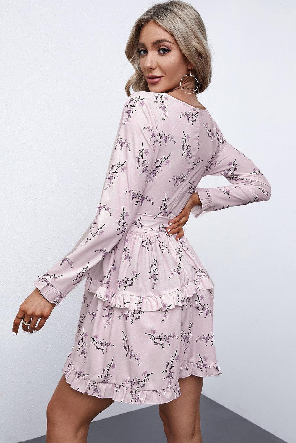 Bloemenprint Ruffle Wrap Mini Jurk - Mini Dresses - Jurkjes.co