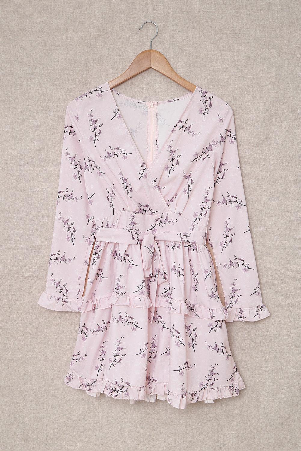 Bloemenprint Ruffle Wrap Mini Jurk - Mini Dresses - Jurkjes.co