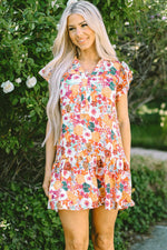 Bloemenprint Split Neck Jurk met Vlindermouwen - Floral Dresses - Jurkjes.co