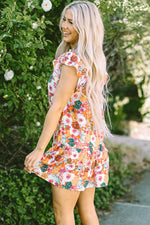 Bloemenprint Split Neck Jurk met Vlindermouwen - Floral Dresses - Jurkjes.co