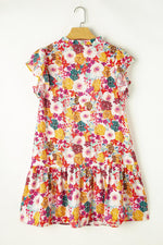 Bloemenprint Split Neck Jurk met Vlindermouwen - Floral Dresses - Jurkjes.co